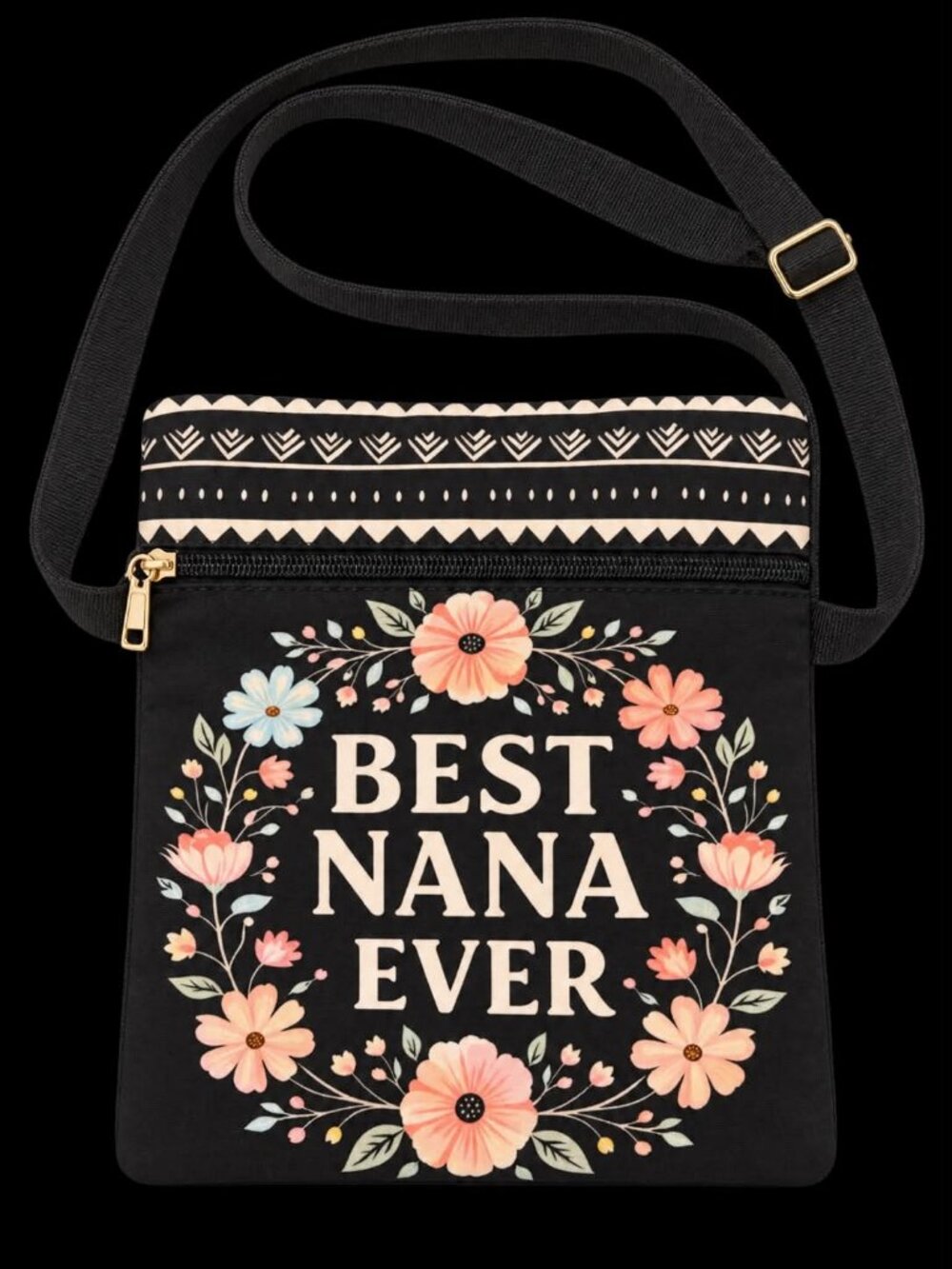 Best Nana Ever Floral Crossbody Bag